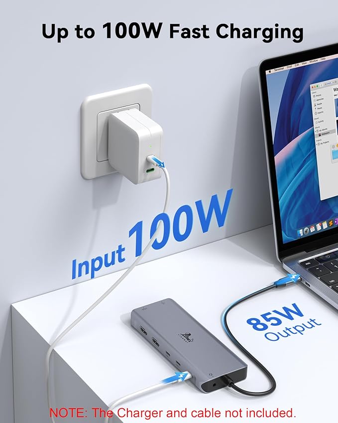USB C Docking Station Dual Monitor for Laptop LIONWEI 14-in-1 USB-C Hub with Triple Display 2 HDMI + VGA Ethernet 6 USB A/C 3.0/2.0 PD SD/TF Audio USBC Dock for Surface/HP/Dell/Lenovo/MacBook