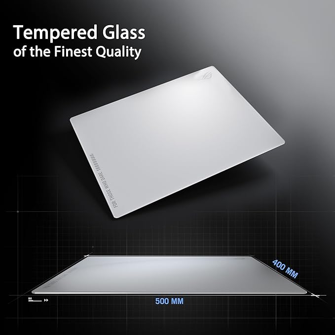 ASUS ROG Moonstone Ace L Glass Gaming Mouse Pad – 19.7” x 15.7” Ultra-Smooth Matte Tempered Glass for Quiet Ultrafast Glides Impact/Scratch Resistant Easy to Clean Anti-Slip Silicone Base - White