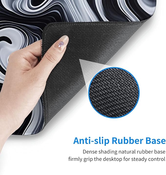 Black White Desk Cover MatExtended Large Mouse PadComputer Laptop Mat Desk Decor for Office Game Home 30x16 Inch