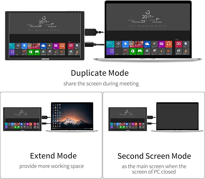 ANDYCINE N10 Portable Monitor 10.1 Inch Mini Touch 1920x1200 IPS Screen HDMI USB C in 350nits 60Hz 1000:1 Contrast Display with Bracket &amp Speakers for LaptopPCPS4/5SwitchMacXbox