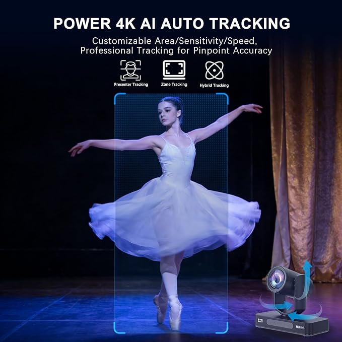 AVKANS NDI PTZ Camera 4K 20X HDMI SDI AI AUTO Tracking PTZ Camera with IP Live Streaming for Church Worship Live EventsPoE Support