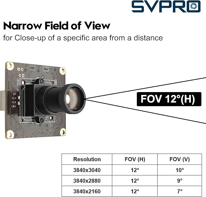 SVPRO 1080P 120fps High Speed Camera Module 12MP 4K 30fps Industrial Video Camera with M12 Lens 25mm Focal Length Narrow Angle UVC Security Monitoring Camera for PC Laptop Raspberry Pi