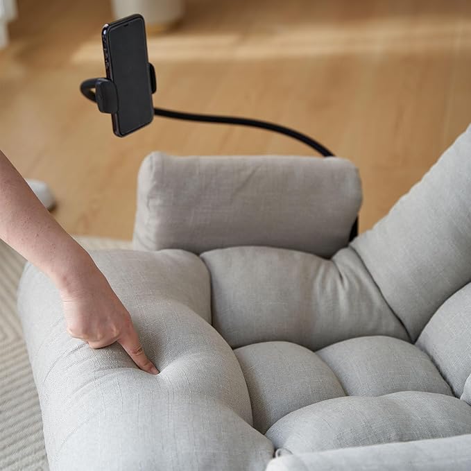 360° Swivel Gaming Floor Chair - 3 Position Adjustable Ergonomic Design with Armrests &amp Phone Holder Perfect for Teens &amp Adults (Gray)
