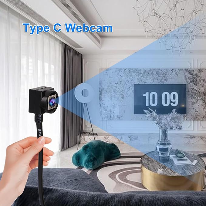 Type C Webcam PC Webcam Adjustable Viewing Angles Auto Focus 8MP Maximum Pixels Built in Noise Reduction Microphone for Live Streaming Video Calls