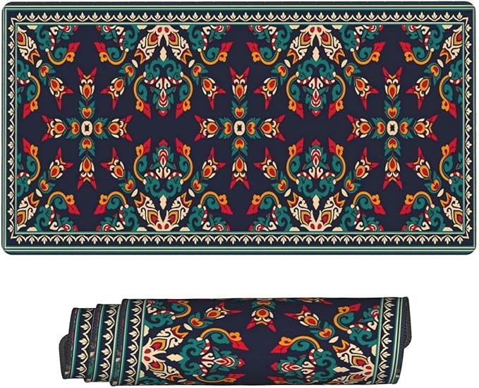 Traditional Moroccan Tile Desk Cover MatExtended Large Mouse PadComputer Laptop Mat Desk Decor for Office Game Home 30x16 Inch