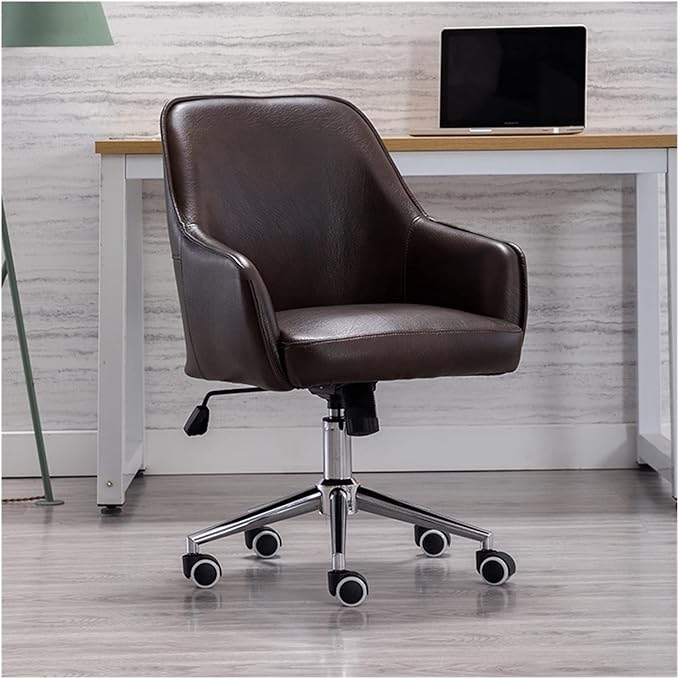 Adjustable Office Computer Chair with Armrest Leather Office Chair for Furniture Home Bedroom Study Computer Swivel Gaming(White)
