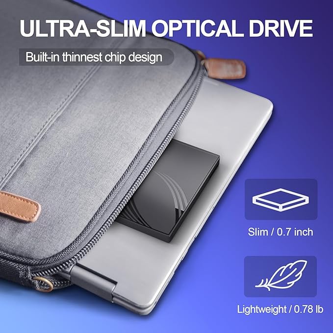 External CD/DVD Drive for Laptop with Carrying CaseDVD Player for LaptopPortable CD Burner with 4 USB Ports 2 TF/SD Card SlotsCD Disk Drive Player Reader Write