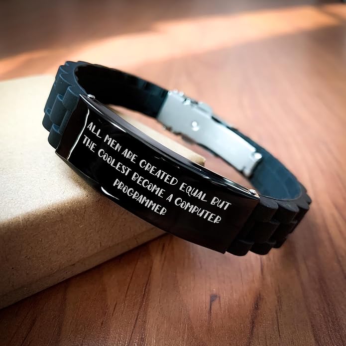 Computer Programmer Glide lock Clasp Bracelet Gifts for Men from Friends and Coworkers Unique Christmas Memorable Presents for Coolest Computer Programmers