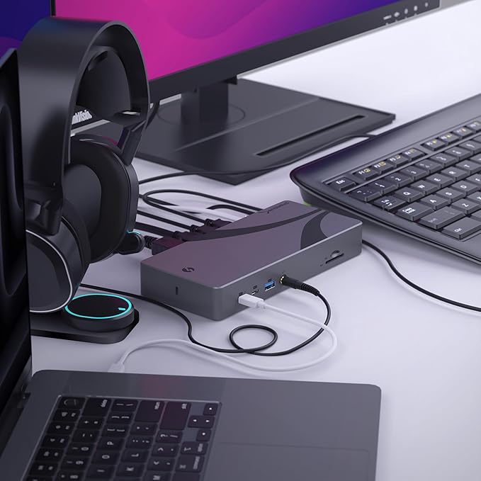 SABRENT Thunderbolt 4 Docking Station TB4 Ports 8K/4K USB4 &amp TB3 Compatible DP 1.4 HDMI 2.1 USB-C/USB-A Ports Gigabit Ethernet Audio Jack SD/TF Card Reader Windows/macOS/Linux (DS-T4MF)
