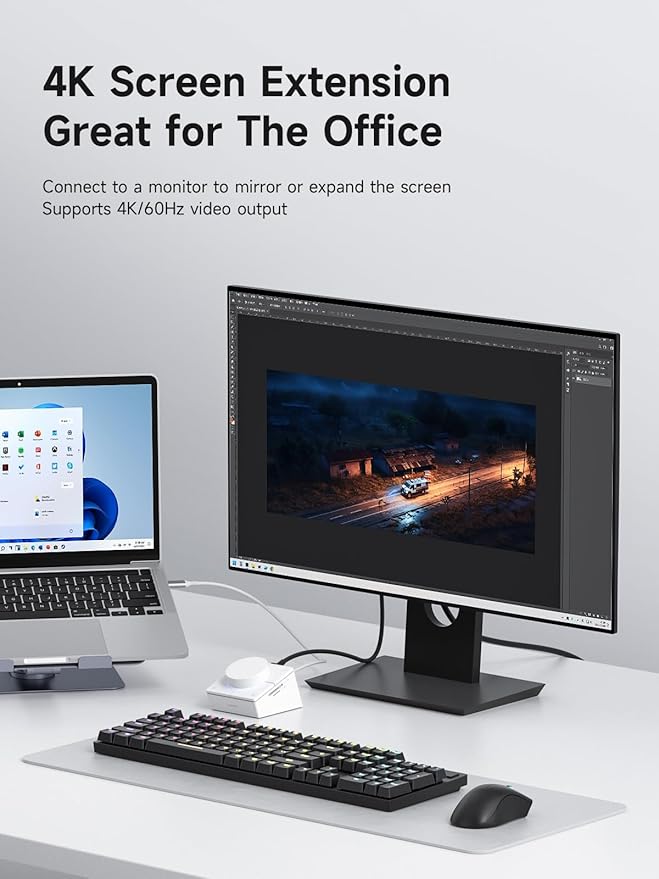 Hagibis Knob USB C Hub with Shortcut Buttons RGB Type-C Docking Station with 4K@60Hz HDMI 100W PD 5Gbps USB-C 2 USB3.0 2.5G RJ45 AUX SD3.0 Micro SD3.0 for MacBook iPad Pro Laptop (White 2.5G)