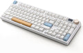NJ98 Wireless Custom Mechanical Keyboard with Screen Knob 96% Hot Swappable RGB Keyboard Mac Windows (White Brass Plate-Box Deep Sea)