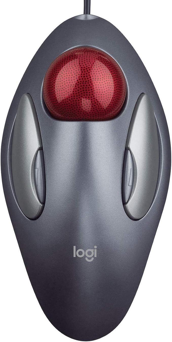 Logitech Trackman Marble Mouse Four-Button Programmable Dark Gray (Renewed)