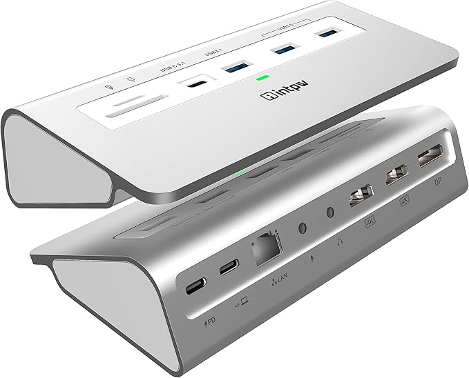 USB C Docking Station Triple Monitor 14-IN-1 Laptop Docking Station 10Gbps with 2 HDMI/DP 4K USB A/C 3.1 2 USB 3.0 PD 100W Ethernet SD/TF 3.0 Mic/Audio Type C Host for Mac Windows Chrome PC