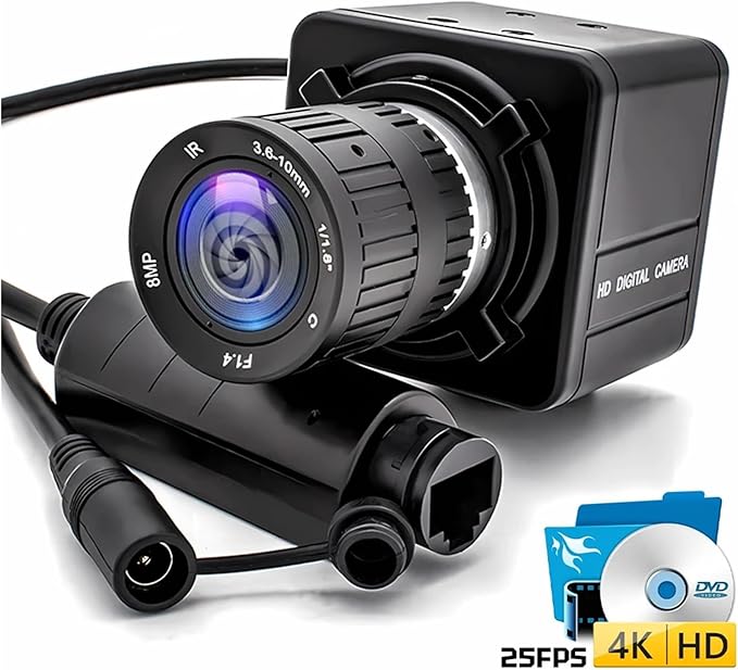 4K IP Camera 8MP 25FPS CMOS IMX415 POE48V CS Mount 3 10mm 5 50mm Varifocal Zoom Lens Industrial Webcam