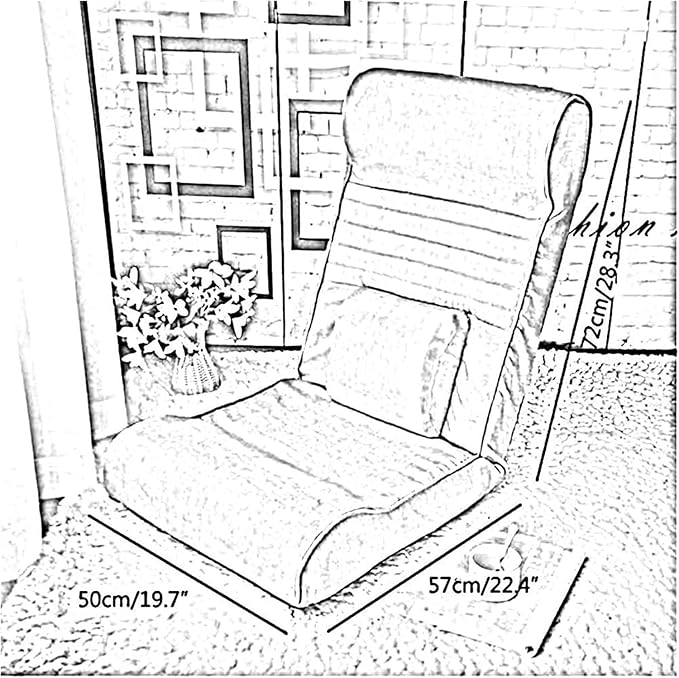 ELEFOCUS Folding Sofa Chair Folding Floor Chair Removable and Washable Computer Chair On Single Bed for Bay Window Balcony(Blue)