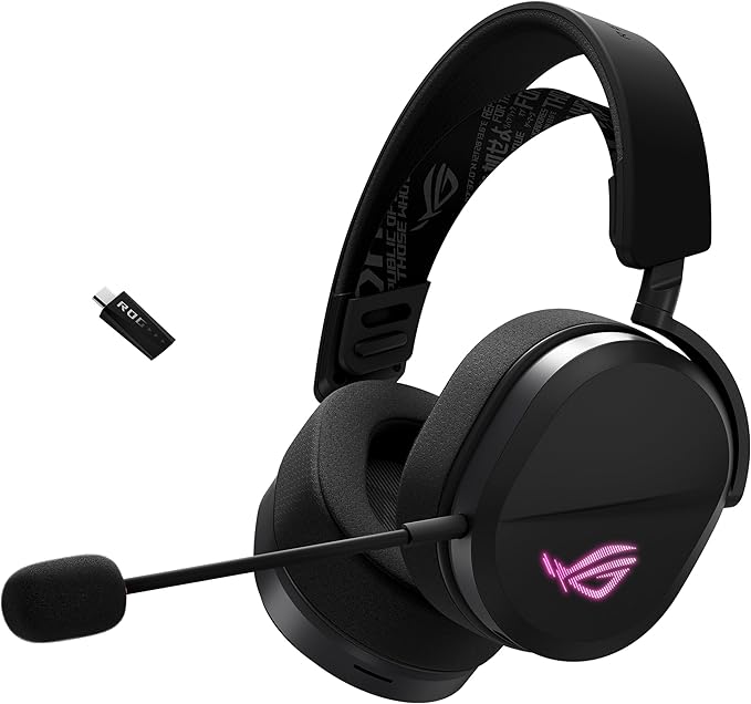 ASUS ROG Pelta Wireless Gaming Headset with Detachable Mic – Tri-Mode (BT 2.4GHz USB-C) 50mm Titanium-Plated Drivers 70Hr Battery Ergonomic Lightweight for PC PS5 PS4 Switch Mobile - Black