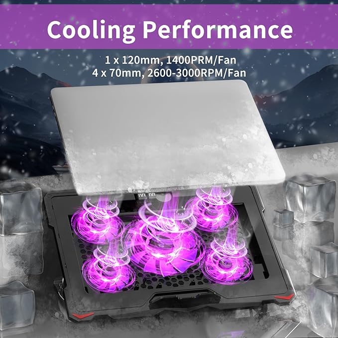 AICHESON S035 Purple Laptop Cooler and Gaming Laptop Cooling Stand AA2 Set