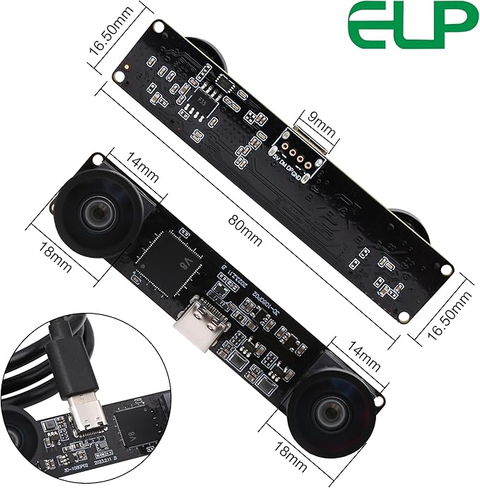 ELP 4MP Dual Lens USB Camera - Wide Angle 1080P 60fps Lightburn Mini UVC USB2.0 Laser Engraver Camera Module for Computer &amp Raspberry Pi