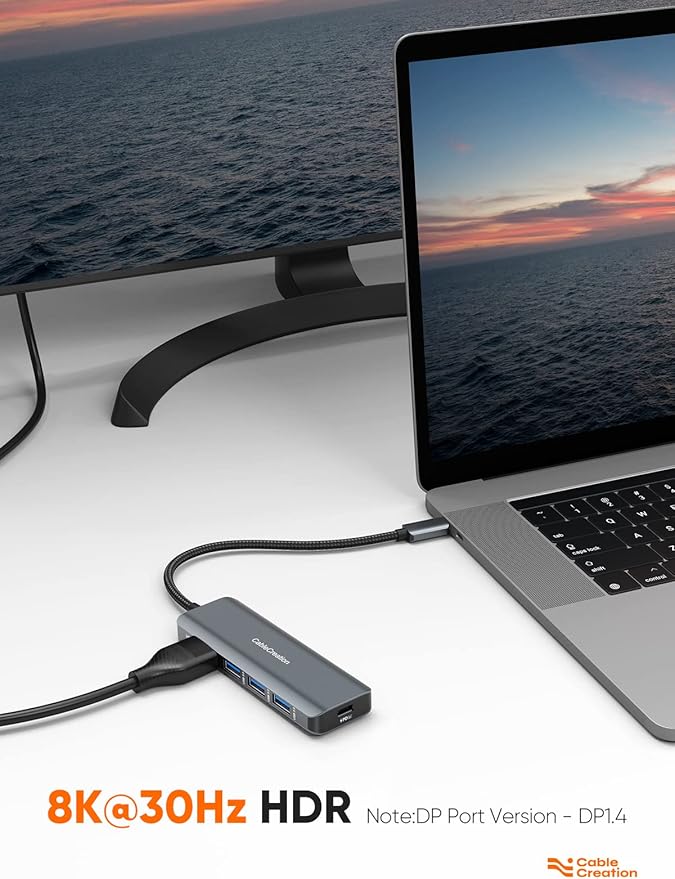 CableCreation 8K HDMI USB C Hub for MacBook Pro 5-in-1 USB C Multiport Adapter with 100W PD 3 USB 3.0 Ports 8K 30Hz/4K 120Hz HDMI Compatible with Steam Deck Surface Pro XPS and More - Space Grey
