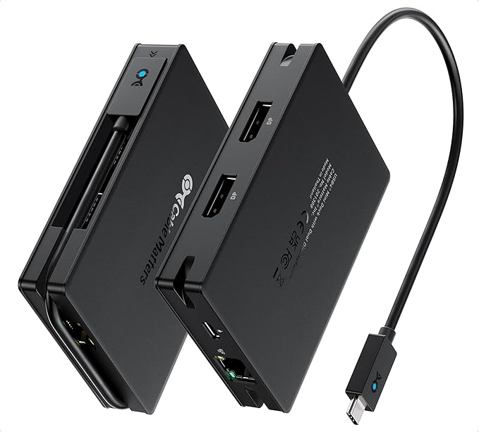 Cable Matters 8-in-1 Portable 40Gbps USB4 Hub (USB 4 Dock) Dual DisplayPort 4K@60Hz Single DP 4K@240Hz/8K@60Hz 100W PD Gigabit Ethernet Limited macOS Display Support Thunderbolt 4 Compatible