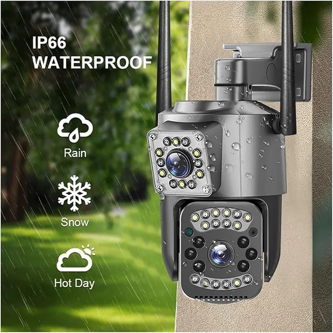 8MP 4K WiFi IP Camera Dual Lens PTZ 4G SIM Card Outdoor Webcam Alarm 10X Zoom Smart Home CCTV Security Protection Monitor Cam(EU Plug4G Camera ADD 128G)