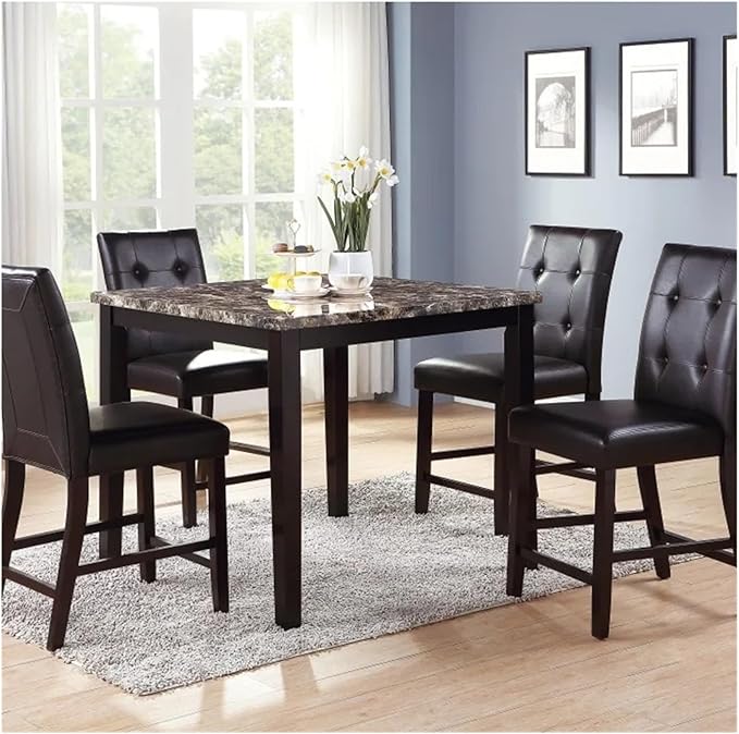 Adjustable Office Computer Chair with Armrest 2pcs Simple Contemporary Brown Finish Dining Chair with Tufted Back