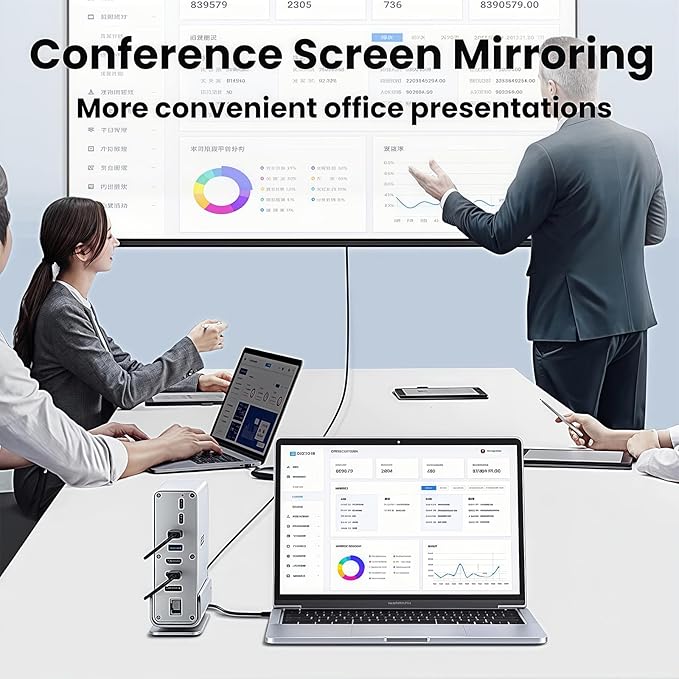 【15-in-1 USB C Hub &amp Vertical Docking Station 3 Monitors】 Dual Monitor 2 HDMI and Triple Monitor Includes DP10Gbps USB 3.2 SD/TF Gigabit Ethernet -for Dell/HP/Lenovo MacBook/SurfacePhone ect.