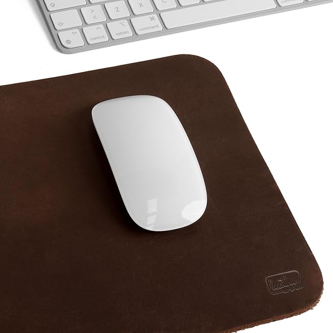 Ergonomic Mouse Pad Executive Work Desk &amp Office Essentials Tracking Accuracy Mouse Control Thick Full Grain Leather Handmade Bourbon Brown