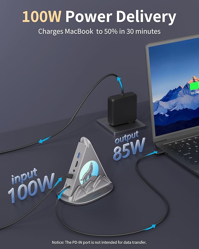 8-in-1 USB-C Multiport Adapter for MacBook Pro/Air 4K HDMI 3 USB-A Ports 1 USB-C Data 100W PD SD/TF Card Reader &amp RGB Lighting Type-C HUB for Laptops PC Surface XPS
