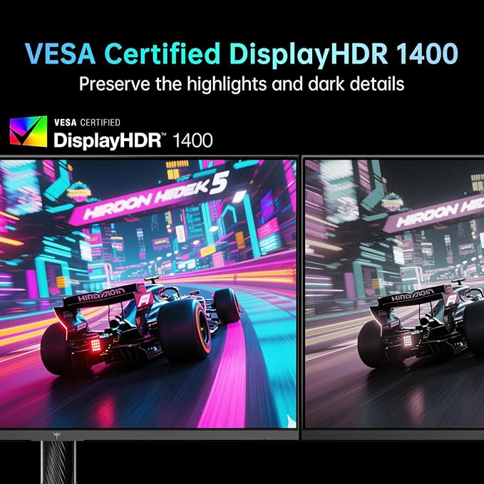 KTC Mini LED Monitor 27 Inch | Gaming Monitor | 2K@180Hz QHD (2560x1440P) | VESA Display HDR1400 | 1ms | FreeSync/G-Sync | 148% sRGB HDMIx2 DPx1 Vertical and Wall Mounting Support White(Renewed)