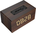 Mini Speaker7 inch Wood Bluetooth Speaker with FM Radio HiFi Music Clock Alarm Retro Subwoofer Speaker with 6-8 Hours Playback Support Bluetooth/TF/AUX