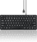 Perixx PERIBOARD-432 Wired Mini USB Keyboard - X Type Scissor Keys - Big Print Keys - US English Black