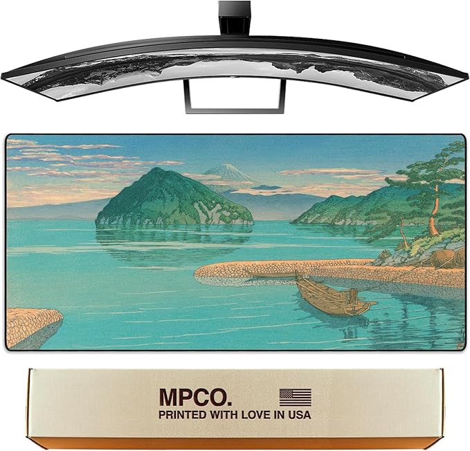 MPCO. Original Large Gaming Desk Mat – 36 x 17 Duraglyde Ukiyo-E Izuno Mitsu Full Desk Mouse Pad for Smooth Precision – Non-Slip Washable Extra-Large PC Mouse Pad for Gaming Sessions