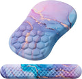 Mouse Pad Wrist Support Laokiiy 2 in1 Keyboard Wrist Rest+ Ergonomic Mouse Pad Non-Slip Wrist Rest for Computer Keyboard Made Easy Typing &amp Relieve Wrist Pain(Blue Pink Marble)