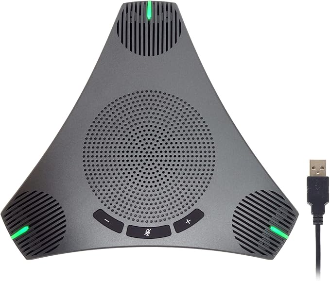 Conference Speaker and Microphone 360° Omnidirectional USB Speakerphone Microphone with USB Hub Noise Reduction/Echo Cancellation Computer Microphone for 8-10 People Business Conference Home Office