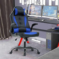 Gaming Chair Office Chair Computer Chair with Lumbar Support&amp Headrest Adjustable Ergonomic Swivel Task Executive Desk Chair High-Back Racing Style Leather Gaming Chair for Adults Blue