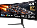 49 Inch Curved Gaming Monitor 32:9 DQHD 5K 165Hz 1ms Ultrawide Display 1500R Immersive Curvature HDR400 127% sRGB FreeSync HDMI/DP VESA Mountable for Gaming &amp Productivity