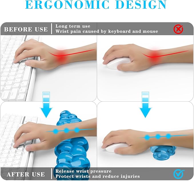 Gel Cloud Keyboard and Mouse Wrist Rest Cute Wrist Support and Arm Support Keyboard Rest for Keyboard and Mouse Typing Pain ReliefSuitable for Office/Computer/Laptop/Gaming (Blue)