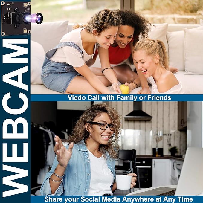 13 Megapixel USB Camera No Distortion Fixed Focus Webcam for Industrial HD 13 MP Webcam with Dual Microphone Sony IMX214 Sensor USB Camera for Computer PC Laptop DesktopSupport Most OS