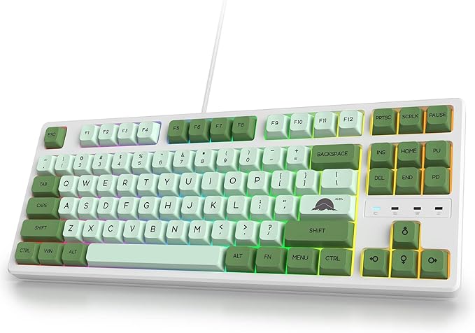 Fogruaden 75% Mechanical Keyboard with Red Switch RGB Backlit Gaming Keyboard 87 Keys Compact TKL Wired Keyboard for Win/Mac Laptop PC Gamer - Matcha