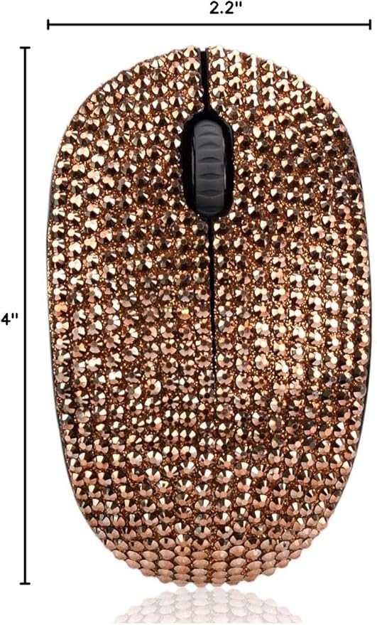 Bling Dazzling 2.4GHz Wireless Silent Mouse Covered with Rhinestone Crystal Crystallized Mouse with USB Receiver Compatible with Notebook PC Laptop Computer MacBookGreat Gift (Rose Gold)