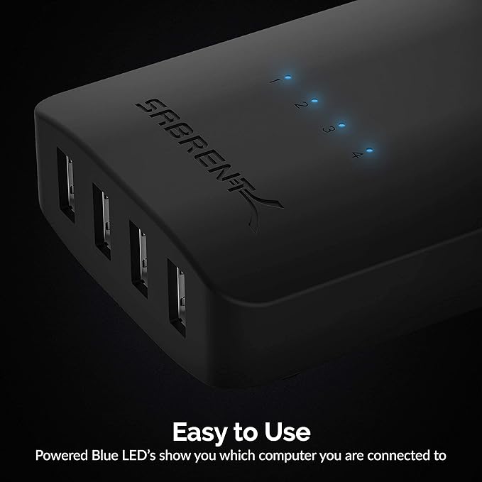 SABRENT USB 2.0 Sharing Switch up to 4 Computers and Peripherals LED Device Indicators + SABRENT 4-Port USB 2.0 Hub
