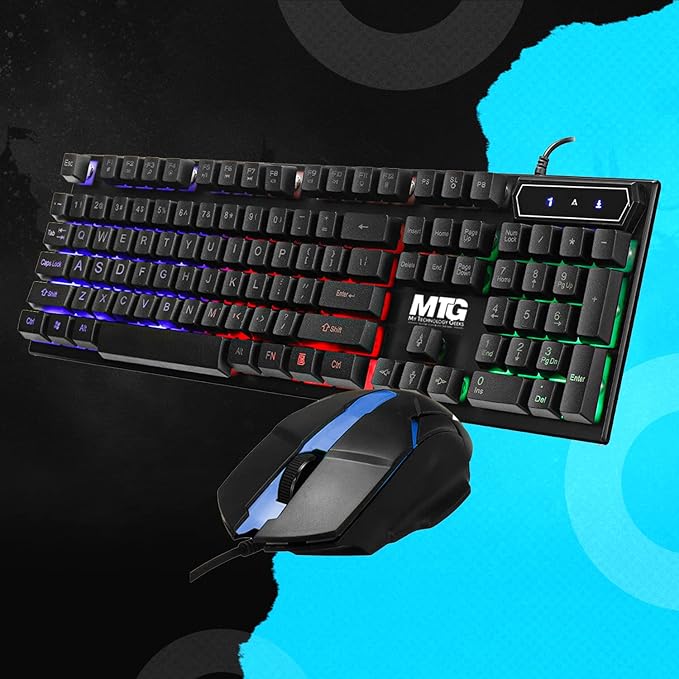 MTG RGB Backlit Mechanical Wired Gaming Keyboard and Mouse Full Anti-ghosting Keys with RGB Headphone and Webcam for Desktop PC Laptop Combo