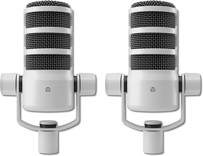 Rode PodMic Cardioid Dynamic Broadcast Microphone (White Pair)