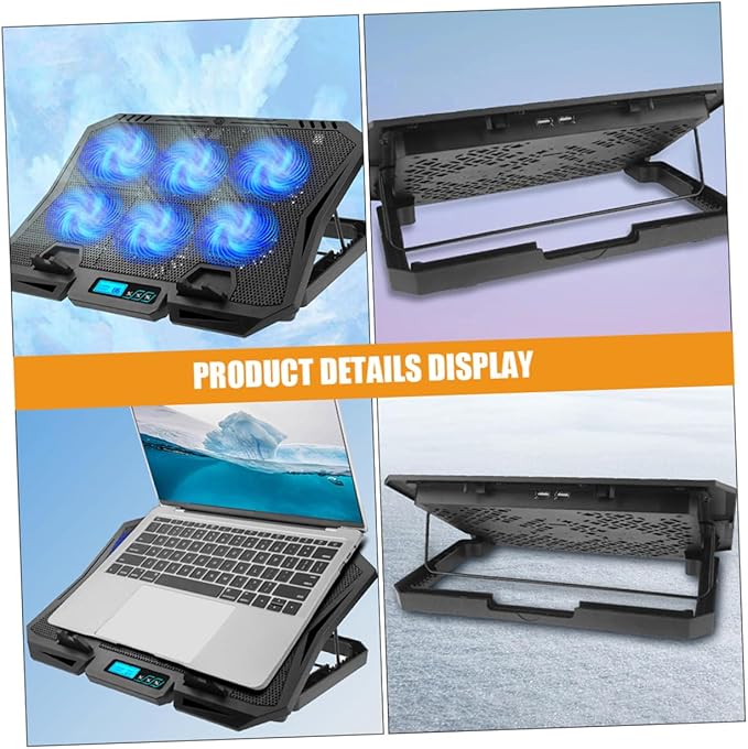 Laptop Cooling Pad 15.6-inch Quiet Cooling Fan Stand with Adjustable Speed and Blue Light for Portable Laptop Heat Dissipation Compatible with Gaming and Office Use