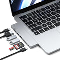 Satechi 7 in 1 USB C Hub Multiport Adapter Pro Slim USB C Dongle 100W Charging 4K HDMI USB 4 USB 3.2 Gen 2 SD/Micro Card Reader for Mac MacBook Air/Pro M5/M4 - Silver