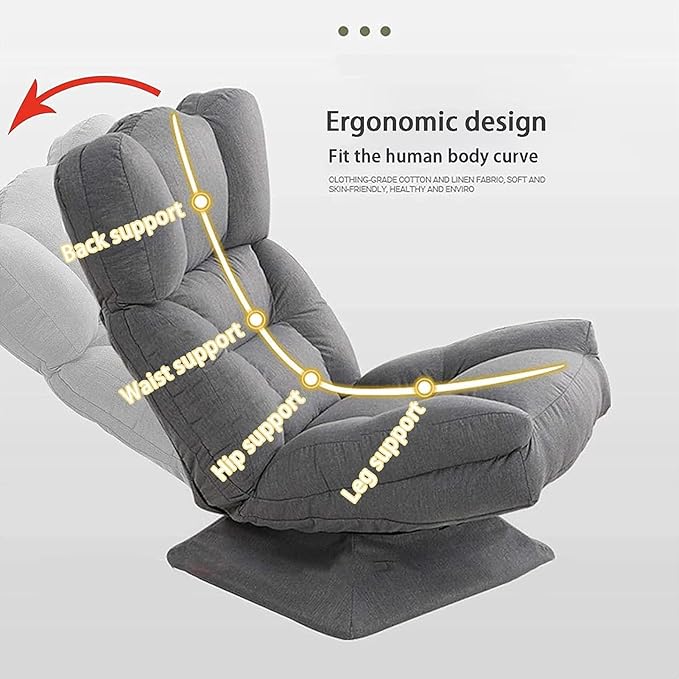 lounge chairFloor Lazy Sofa iner 3 Gears Adjustable Gaming Chair with 360° Swivel Pyramid Base Thicken 20 cm/7.9 inches Folding Sofa Chair for Living Room Bedroom Office