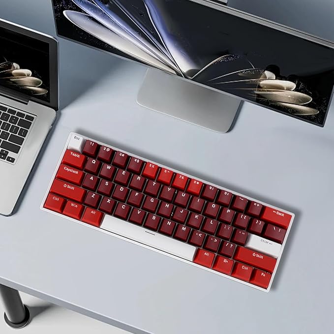 Vikye Mechanical Gaming Keyboard Portable 60% Layout 61 Keys Type C Wired Keyboard with RGB Backlight for Laptop PC Red Switch with Red Switch