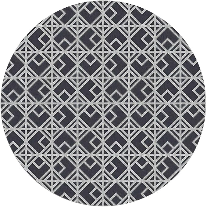 Blue Cream PU Leather Chair Mat for Hardwood Floor Noise Cancelling Symmetrical Circular Pattern Floral Gaming Chair Mat Round Anti-Slip Office Chair Mat for Home Office Geometric Diameter 39.4 in
