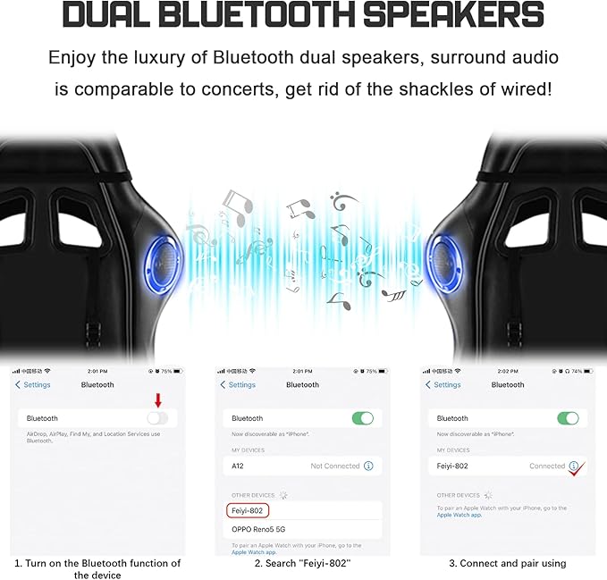 Gaming Chair with Bluetooth Speakers Video Game Chairs for Teens Full Massage Computer Chair Ergonomic Racing Office Chair PU Leather Recliner Swivel Desk Chair with FootrestPink